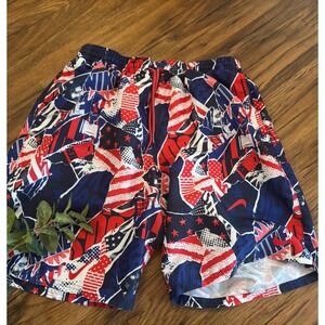 Nike Swim Trunks Mens USA Americana Red White Blue 8" Volley Medium Shorts